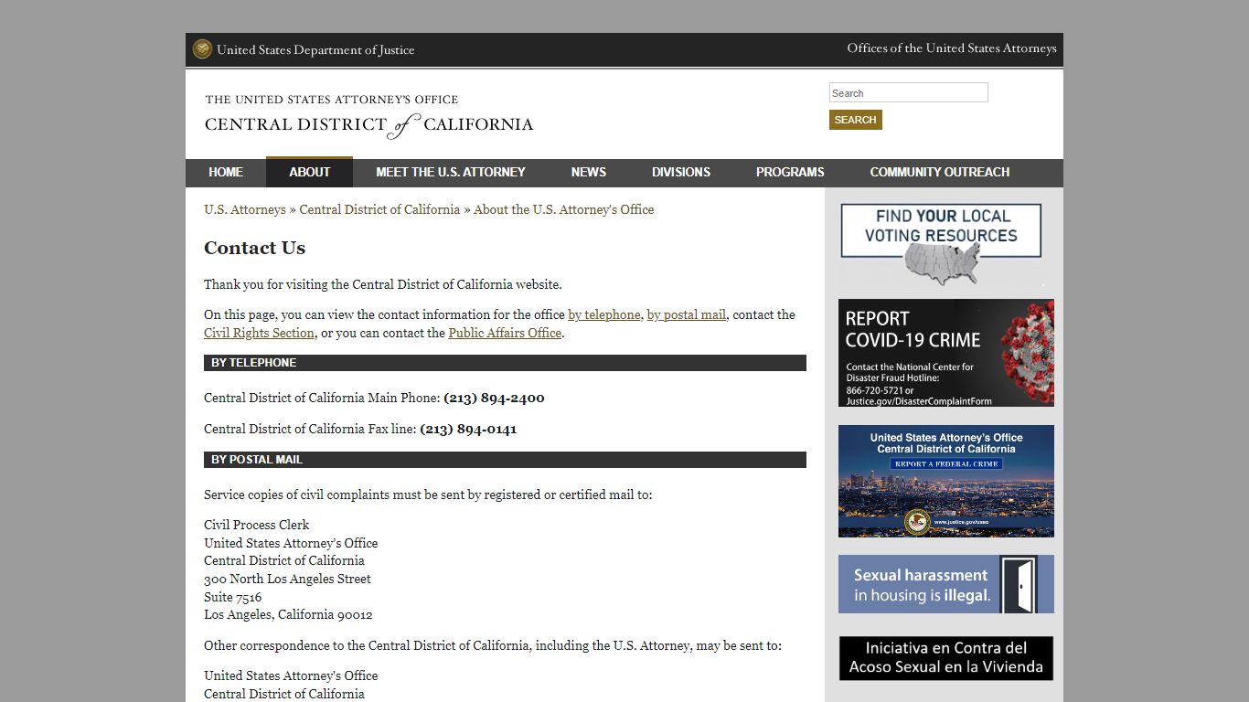 Contact Us - United States Department of Justice