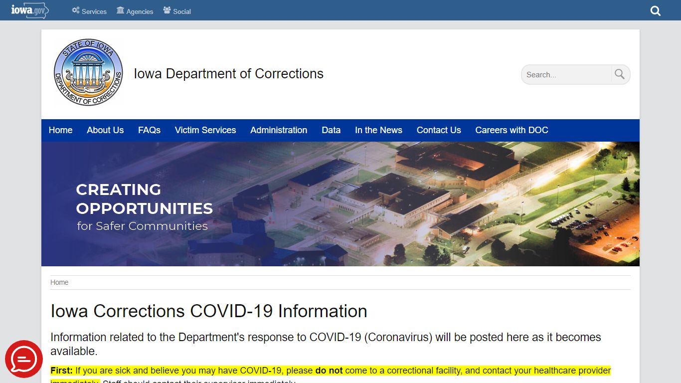 Iowa Corrections COVID-19 Information